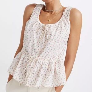Madewell Shirred Drawstring Tank in Bright Buds
